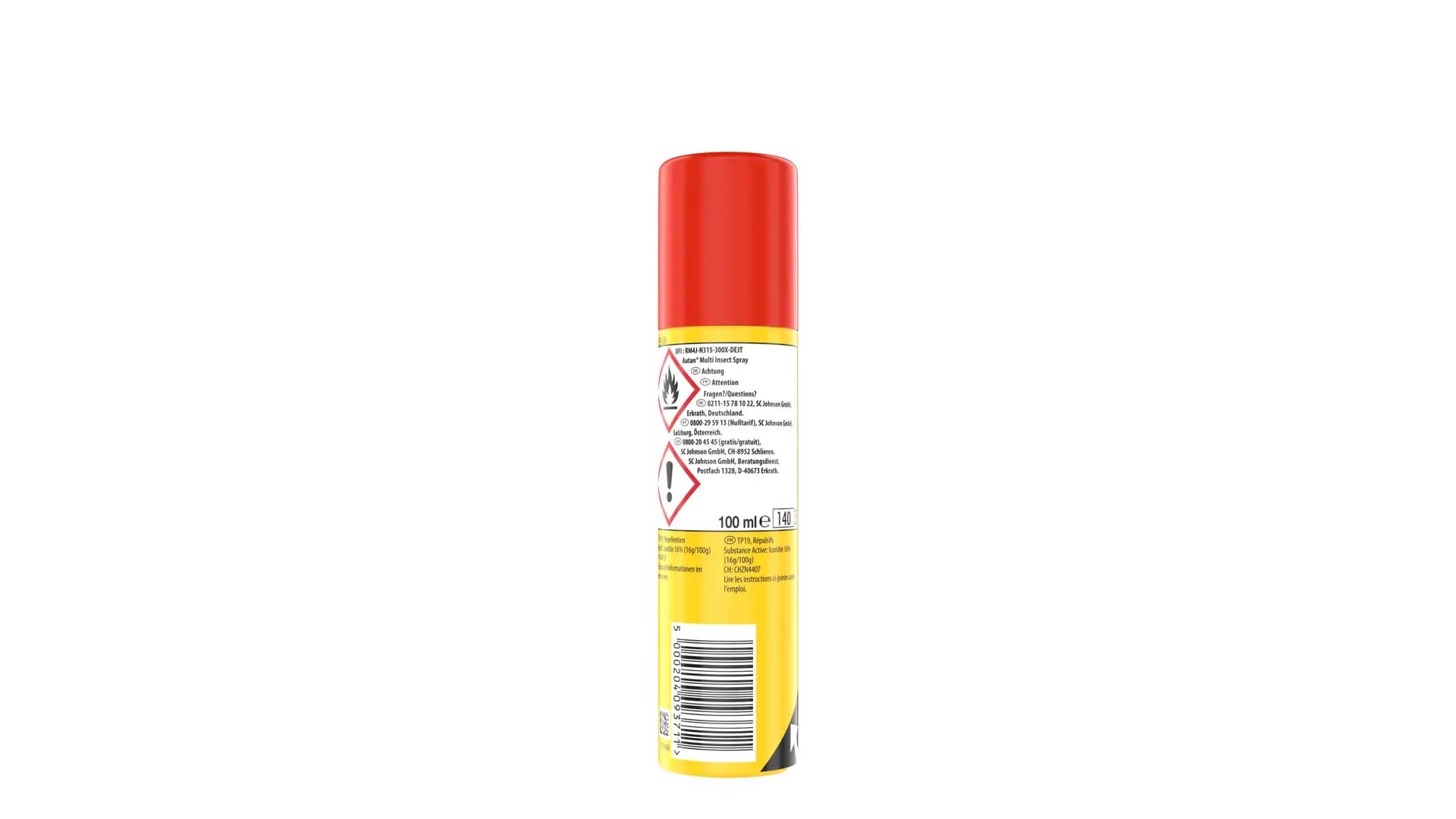 Rückseite einer Autan®Multi Insect Spray